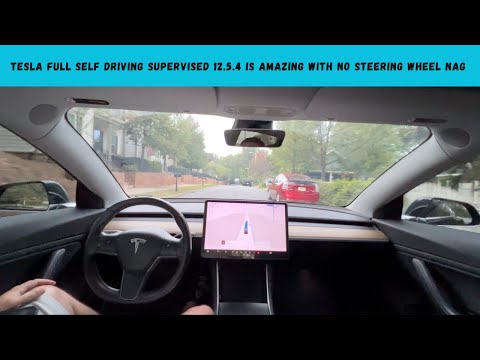 Tesla Full Self Driving Supervised 12.5.4 Is Amazing Without Steering Wheel Nag