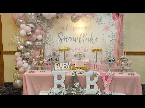 Baby Shower/A Little Snowflake is on the Way Theme w/Balloon Garland & BABY Letters