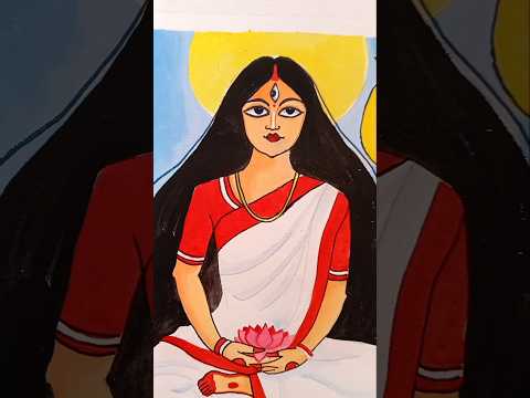 Mahalaya Agomoni Drawing 🌷/Maa Durga Painting/#mahalaya #agomoni #durgapuja#durgamaa #shorts