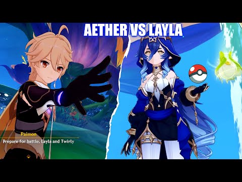 Genshin Impact - Aether vs Layla Fight (Beastmaster Championship)