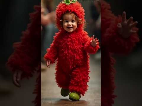 Adorable little baby 😍 Tomato costume Fashion show walk #cute #trending #funny #music #fashion