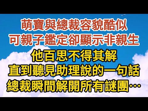 《一胎三寶》第04集：萌寶與總裁容貌酷似，可親子鑑定卻顯示非親生，他百思不得其解，直到聽見助理說的一句話，總裁瞬間解開所有謎團……#恋爱 #婚姻 #爱情 #故事#小说#霸总