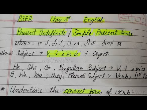 PSEB Class 8th English Simple Present Tense(Correct Form of Verb) Session 2023-24