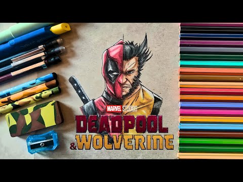 Deadpool & Wolverine Drawing With Pencil colours - Time-lapse | GenZ Arts