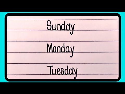 Sunday monday spelling | Days of the week | Days of the week spelling | English writing