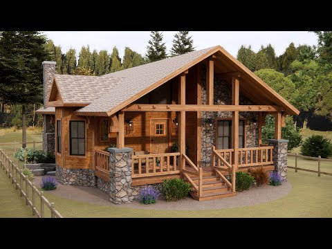 29'x32' (9x10m) 2-Bedroom Wood Cabin Design !!!! Cozy & Perfect