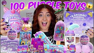 UNBOXING 100 *PURPLE MYSTERY* TOYS!!😱💜 *RARE FINDS*