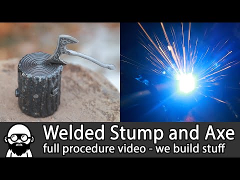 ART METAL - Welded Stump and Axe