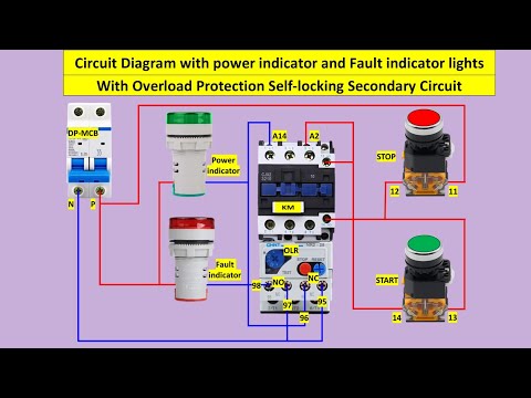 Dol starter control circuit | Power&Fault Indicators with Overload Protection & Self-Locking Circuit