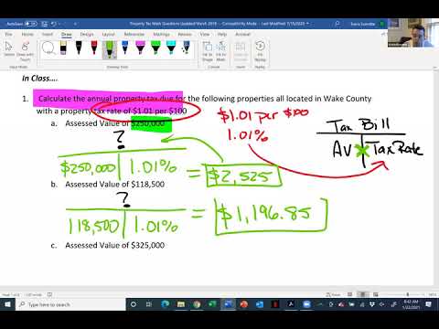 Property Tax Calculations and Prorations Math Worksheet