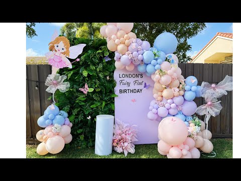 First Fairy Birthday Party | Tropical Grass Wall and Arch Backdrop