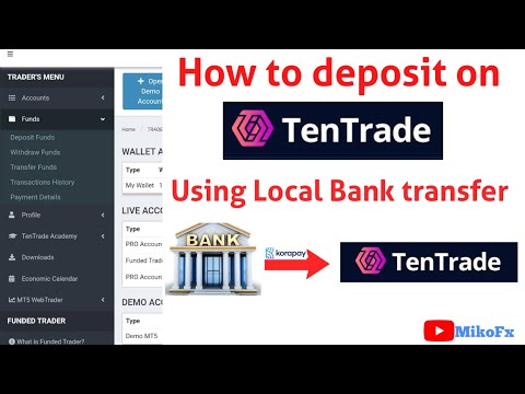 How to fund your TenTrade account using bank transfer