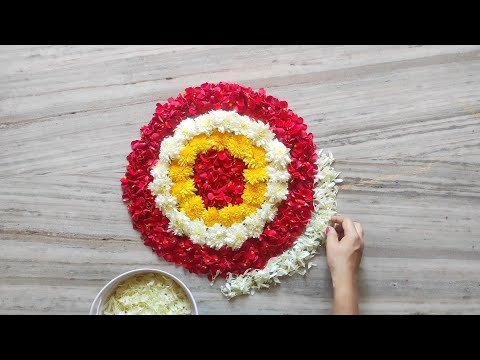 Diwali flower rangoli decoration || Diwali decoration ideas with flowers || Diwali flower decoration