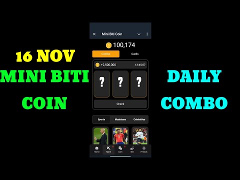 Mini biti coin combo 16 November | Mini biti coin Daily Combo | Today Mini biti coin combo