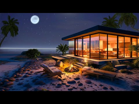 Miami Beach Healing Haven: Relaxing Ocean Sounds & Cozy Firelight for Energy Renewal