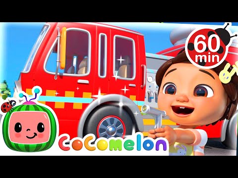 Fire Truck Wash Song | with Nina and JJ | Cocomelon Nursery Rhymes for Kids