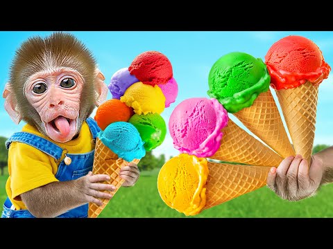 KiKi Monkey cook So Yummy Colorful Ice Cream Idea by Kitchen Playset | KUDO ANIMAL KIKI