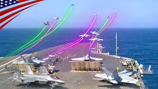 Spectacular Mass Launch of Fighter Jets: 6 Aircraft Carriers in Time-Lapse