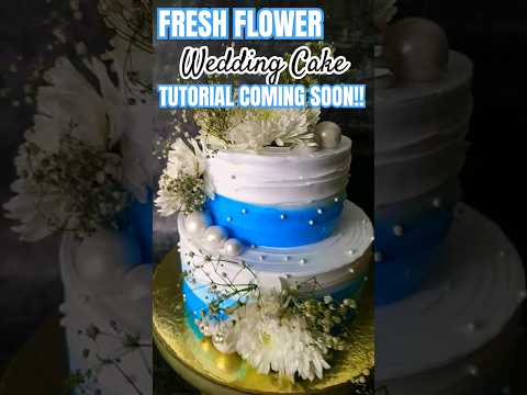 FRESH FLOWER WEDDING CAKE TUTORIAL COMING SOON!!  #cake #viralreels #viral #trending #shorts #short