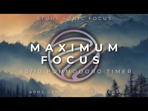 50/10 Pomodoro Timer - 40Hz Gamma Binaural Beats, Brainwave Music for Exams, Concentration & Focus