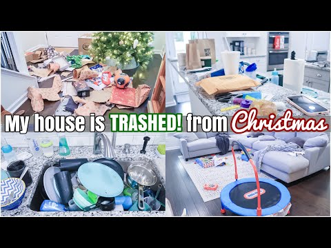 AFTER CHRISTMAS CLEAN WITH ME | COMPLETE DISASTER CLEAN WITH ME | MESSY HOUSE TRANSFORMATION