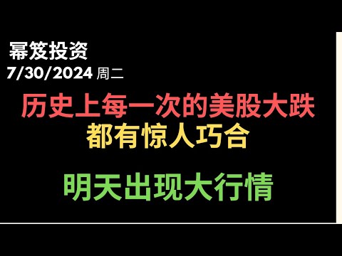 第1238期「幂笈投资」7/30/2024 我们已经非常逼近美股大跌的历史节点！｜ 明天会不会有大行情，大跌？大涨？把握机会！｜ moomoo