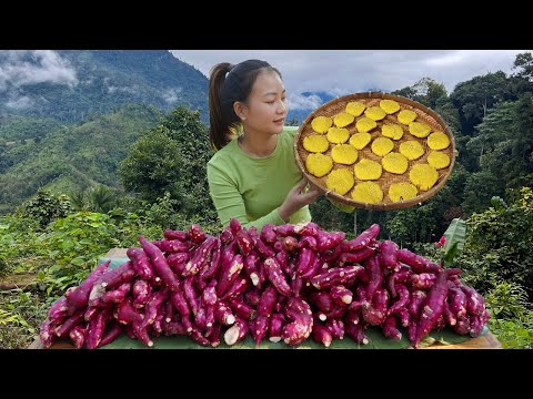 The Process of Harvesting and Making Sweet Potato Cakes - Dinner With Poor Children