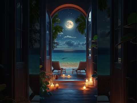 Tropical Nights 🌴 Ambience on the Beach with Calming Waves for Peaceful Rest  #relax #beachsounds