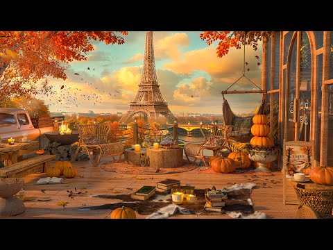 Paris Cozy Coffee Shop Ambience ☕ 4K Autumn Jazz Music to Relax/Study/Work to