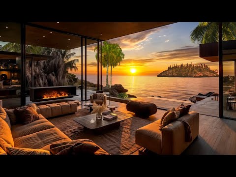 Oceanfront Villa Sunset 🌅🌴 Calming Beach Waves ASMR for Deep Sleep, Meditation