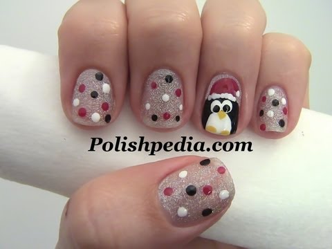 Penguin Christmas Nail Art