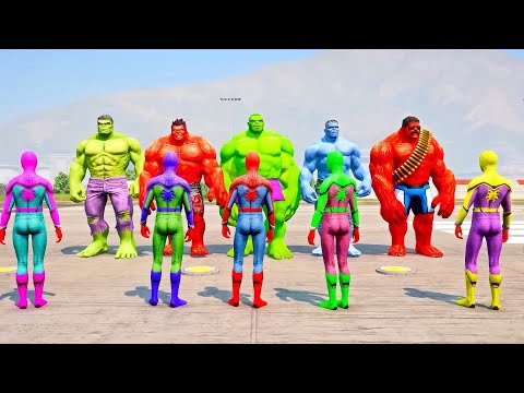 Random Colorful Spiderman vs Hulk, Superhero Battle 😱 Ep.171