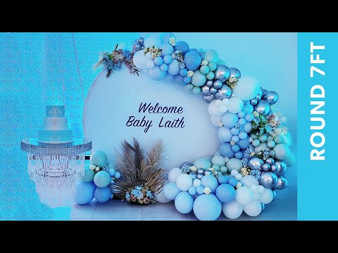 Baby Shower Decor | It's a boy | Round backdrop with balloon garland