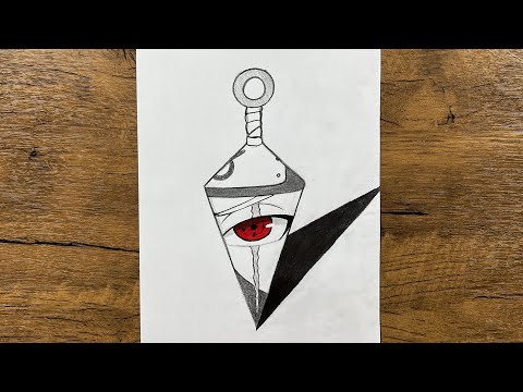 Easy to draw | How to draw Kakashi’s eye in kunai weapon step-by-step