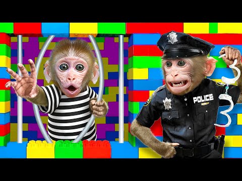 KiKi Monkey escape from World's Hardest Lego Building Prison Maze to play Lego Toy |KUDO ANIMAL KIKI