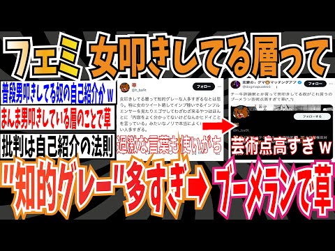 【特大ブーメラン】ツイフェミさん「女叩きしてる層って知的グレーな人多すぎ」➡︎ブーメランで草【ゆっくり ツイフェミ】