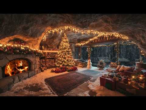 A Calm and Cozy Christmas Night: Relax with the Gentle Rhythm of Rain the Warmth of a Crackling Fire