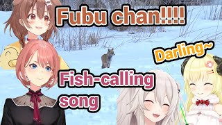 Botan Laugh Really Hard at Watame Fish-calling song and They all Meet Wild Fubuki!!! with Korone Lui