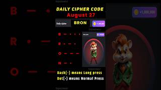 Daily cipher hamster kombat today | 27 August hamster kombat daily cipher combo | 5 million coins