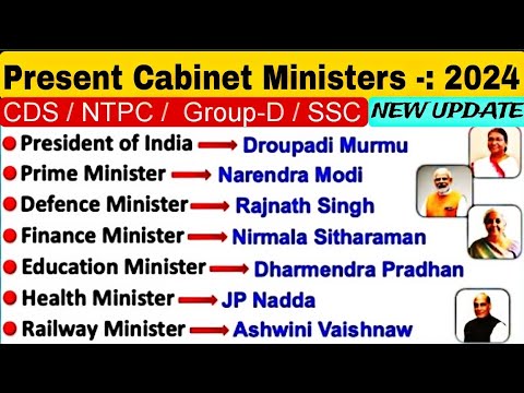 Current Cabinet Ministers of India 2024 | Complete List & Top GK Quiz | List Current Affairs 2024