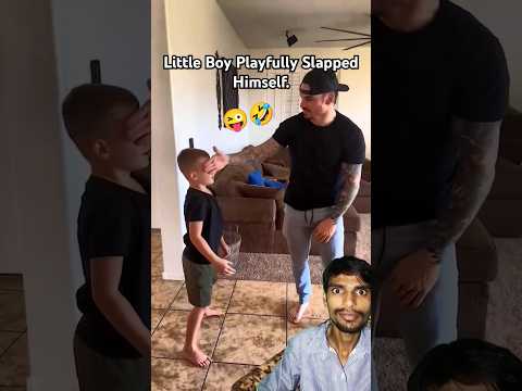 Dad Tricks Son to Slap Himself 😜 #kid #funnykid #funny