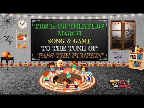 Trick or Treaters March to the tune of Pass the Pumpkin