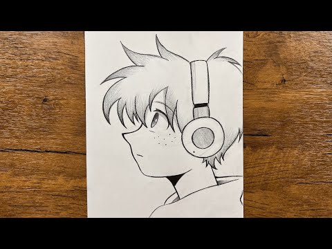 How to draw anime boy with headphones 🎧 | anime drawing tutorial