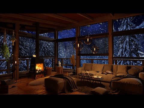 Cozy Winter Cabin With Wind, Snowstorm And Crackling Fireplace - Ambience To Relax And Sleep