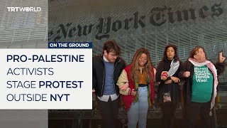 Pro-Palestine protesters hold demonstration outside the New York Times