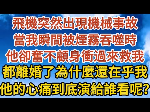 【完結】飛機突然出現機械事故，當我瞬間被煙霧吞噬時，他卻奮不顧身衝過來救我，都離婚了為什麼還在乎我，他的心痛到底演給誰看呢？#故事#人生感悟 #情感故事 #家庭#婚姻一口氣看完