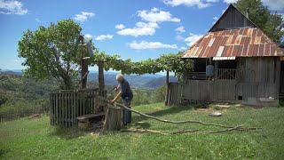 Happy independent life of a self-sufficient landlord on top of a mountain