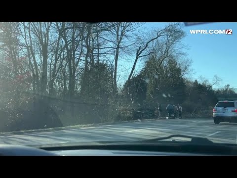 Video Now: Dump truck crashes off I-195 in Seekonk