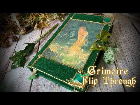 SOLD 🧚🏿‍♀️ Green Faerie Journal Flip Through 🧚🏽‍♀️ Handmade Fairy Book Of Shadows / Grimoire