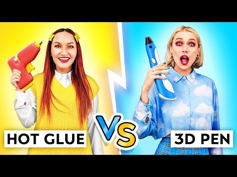 3D Pen vs. Hot Glue: Epic DIY Showdown 🏆 DIY Ideas! School Hacks to Make You the Coolest by 123 GO!